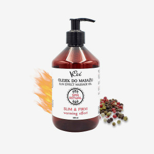 Naturalny wegański olejek do masażu ciała VCee 500 ml - korzenny - efekt rozgrzewający