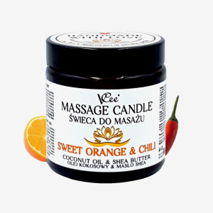 Nawilżająca świeca do masażu VCee 80 g - Sweet Orange & Chili