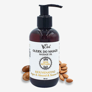 Naturalny wegański olejek do masażu VCee 200 ml - olej: arganowy & słodkie migdały & sezamowy