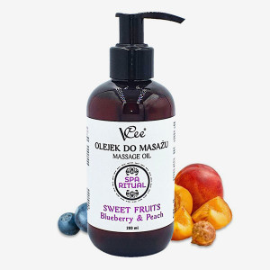 Naturalny wegański olejek do masażu VCee 200 ml - jagoda & brzoskwinia