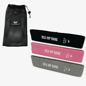 Zestaw 3 gum materiałowych do ćwiczeń Rea Hip Band - różowy