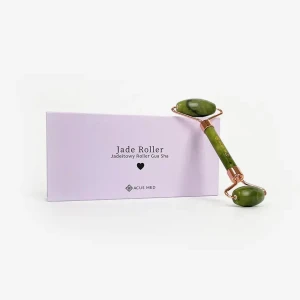 Roller jadeitowy Gua Sha | Wałek do masażu twarzy Acus Med - zielony