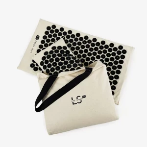 Line Sport ECO – polska ekologiczna mata do akupresury z poduszką – naturalna bawełna-czarny