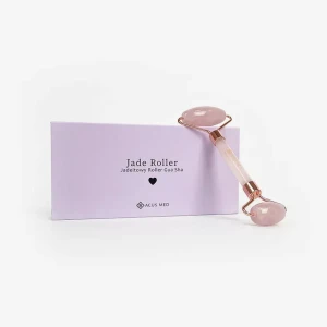 Roller jadeitowy Gua Sha | Wałek do masażu twarzy Acus Med - różowy
