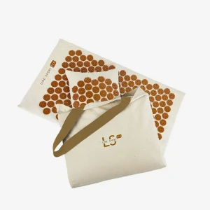 Line Sport ECO – polska ekologiczna mata do akupresury z poduszką – naturalna bawełna-złoty