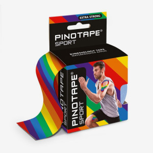 Pino Tape Pro Sport – plastry tejpy tapy do kinesiology tapingu (5cm x 5m) - tęcza