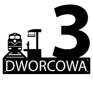 Numer na dom z pociągiem || Personalizowane numery na dom || Stalowe tabliczki adresowe z grafiką || Czarny mat || Unikalne grafiki || Personalizacja || Alaser