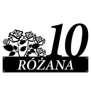 Numer na dom z różami || Personalizowane numery na dom || Stalowe tabliczki adresowe z grafiką || Czarny mat || Unikalne grafiki || Personalizacja || Alaser