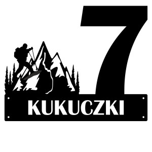 Numer na dom z motywem gór || Personalizowane numery na dom || Stalowe tabliczki adresowe z grafiką || Czarny mat || Unikalne grafiki || Personalizacja || Alaser
