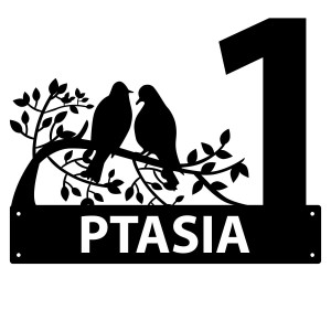 Numer na dom z ptakiem || Personalizowane numery na dom || Stalowe tabliczki adresowe z grafiką || Czarny mat || Unikalne grafiki || Personalizacja || Alaser