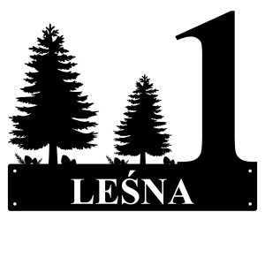 Numer na dom z drzewami || Personalizowane numery na dom || Stalowe tabliczki adresowe z grafiką || Czarny mat || Unikalne grafiki || Personalizacja || Alaser