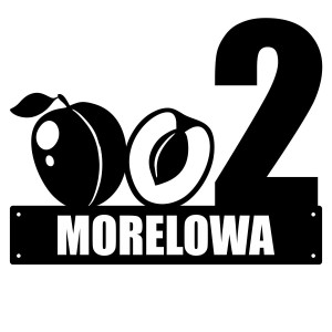 Numer na dom z morelą || Personalizowane numery na dom || Stalowe tabliczki adresowe z grafiką || Czarny mat || Unikalne grafiki || Personalizacja || Alaser