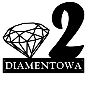 Numer na dom z diamentem || Personalizowane numery na dom || Stalowe tabliczki adresowe z grafiką || Czarny mat || Unikalne grafiki || Personalizacja || Alaser