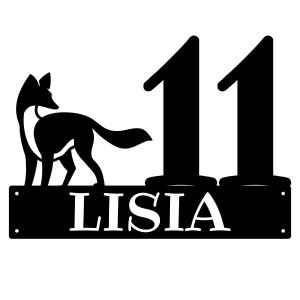 Numer na dom z lisem || Personalizowane numery na dom || Stalowe tabliczki adresowe z grafiką || Czarny mat || Unikalne grafiki || Personalizacja || Alaser