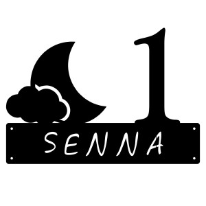 Numer na dom z księżycem || Personalizowane numery na dom || Stalowe tabliczki adresowe z grafiką || Czarny mat || Unikalne grafiki || Personalizacja || Alaser
