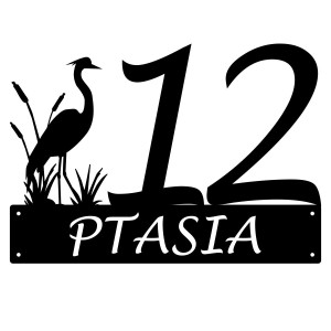 Numer na dom z ptakiem || Personalizowane numery na dom || Stalowe tabliczki adresowe z grafiką || Czarny mat || Unikalne grafiki || Personalizacja || Alaser