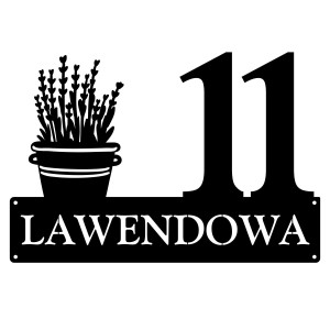 Numer na dom z lawendą || Personalizowane numery na dom || Stalowe tabliczki adresowe z grafiką || Czarny mat || Unikalne grafiki || Personalizacja || Alaser