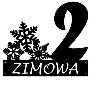 Numer na dom z motywem zimy || Personalizowane numery na dom || Stalowe tabliczki adresowe z grafiką || Czarny mat || Unikalne grafiki || Personalizacja || Alaser