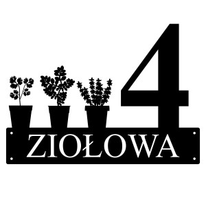 Numer na dom z grafiką ziół || Personalizowane numery na dom || Stalowe tabliczki adresowe z grafiką || Czarny mat || Unikalne grafiki || Personalizacja || Alaser