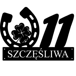 Numer na dom z podkową || Personalizowane numery na dom || Stalowe tabliczki adresowe z grafiką || Czarny mat || Unikalne grafiki || Personalizacja || Alaser