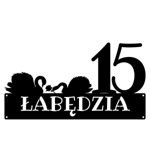 Numer na dom z łabędziem || Personalizowane numery na dom || Stalowe tabliczki adresowe z grafiką || Czarny mat || Unikalne grafiki || Personalizacja || Alaser