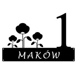 Numer na dom z makiem || Personalizowane numery na dom || Stalowe tabliczki adresowe z grafiką || Czarny mat || Unikalne grafiki || Personalizacja || Alaser