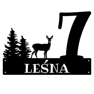 Numer na dom z sarenką || Personalizowane numery na dom || Stalowe tabliczki adresowe z grafiką || Czarny mat || Unikalne grafiki || Personalizacja || Alaser