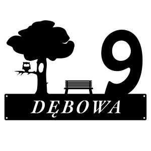 Numer na dom dębem || Personalizowane numery na dom || Stalowe tabliczki adresowe z grafiką || Czarny mat || Unikalne grafiki || Personalizacja || Alaser