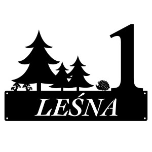 Numer na dom z drzewami || Personalizowane numery na dom || Stalowe tabliczki adresowe z grafiką || Czarny mat || Unikalne grafiki || Personalizacja || Alaser