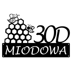 Numer na dom z motywem miodu || Personalizowane numery na dom || Stalowe tabliczki adresowe z grafiką || Czarny mat || Unikalne grafiki || Personalizacja || Alaser