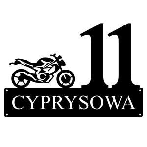 Numer na dom z motorem || Personalizowane numery na dom || Stalowe tabliczki adresowe z grafiką || Czarny mat || Unikalne grafiki || Personalizacja || Alaser