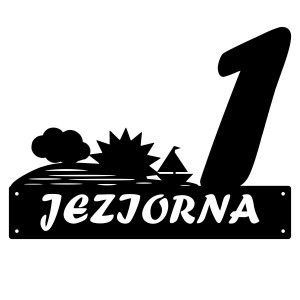 Numer na dom z jeziorem || Personalizowane numery na dom || Stalowe tabliczki adresowe z grafiką || Czarny mat || Unikalne grafiki || Personalizacja || Alaser