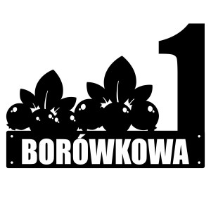 Numer na dom z borówkami || Personalizowane numery na dom || Stalowe tabliczki adresowe z grafiką || Czarny mat || Unikalne grafiki || Personalizacja || Alaser