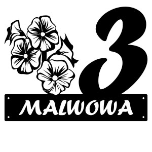 Numer na dom z malwą || Personalizowane numery na dom || Stalowe tabliczki adresowe z grafiką || Czarny mat || Unikalne grafiki || Personalizacja || Alaser