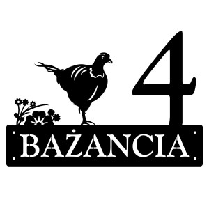 Numer na dom z bażantem || Personalizowane numery na dom || Stalowe tabliczki adresowe z grafiką || Czarny mat || Unikalne grafiki || Personalizacja || Alaser