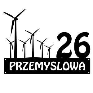 Numer na dom z wiatrakami || Personalizowane numery na dom || Stalowe tabliczki adresowe z grafiką || Czarny mat || Unikalne grafiki || Personalizacja || Alaser