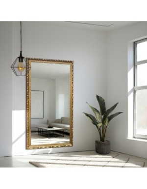 Spiegel mit Holzrahmen mit goldfarbener Ornamentik - 5004003