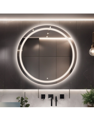 Runder Badspiegel mit Schalter und LED – moderner Badezimmerspiegel groß – MAIA LED PREMIUM