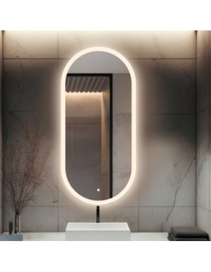 Badezimmerspiegel LED oval mit Schalter – großer Badspiegel mit Licht – ROMI LED PREMIUM