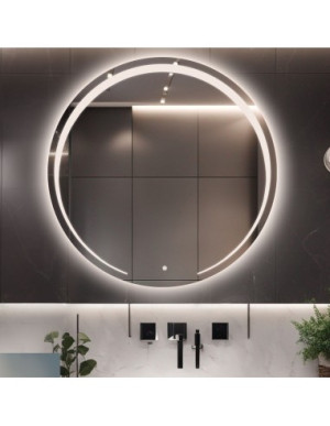 Badspiegel rund mit Licht und Schalter – großer LED Wandspiegel fürs Badezimmer – NELA LED PREMIUM