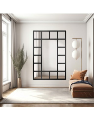 Großer Wandspiegel im Loft-Stil mit Sprossen – wandspiegel groß und modern mit licht – ISMENA