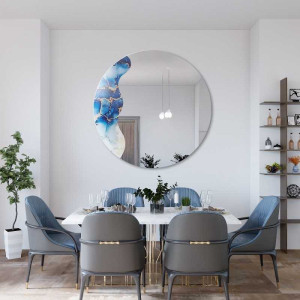 Miroir irrégulier sur marbre bleu rond – MARBLE BLUVERO