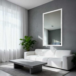 Glamour spiegel in rijk witte hoogglans lijst - 8002004