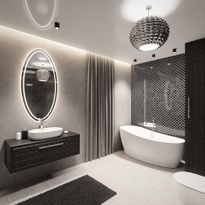 Miroir elliptique sablé avec éclairage - FRIDA LED II