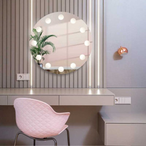 Ronde kaptafel spiegel met LED verlichting - HOLLYWOOD