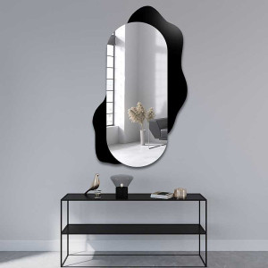 Decoratieve ovale spiegel op zwarte beits - KLEKS