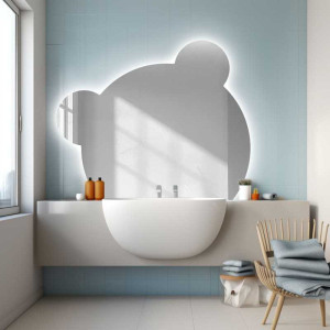 Spiegel voor kinderbadkamer met verlichting - PANDA LED