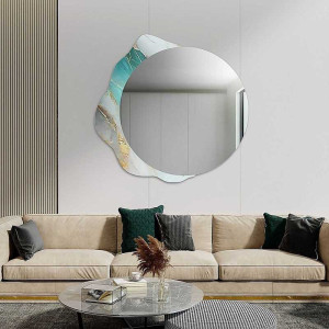Rond spiegel op onregelmatig groen marmer – MARBLE FERRO