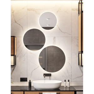 Set van drie ronde spiegels met verlichting - TRES LED