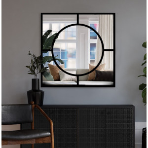 Vierkante spiegel met loft cirkel MDF - MERA